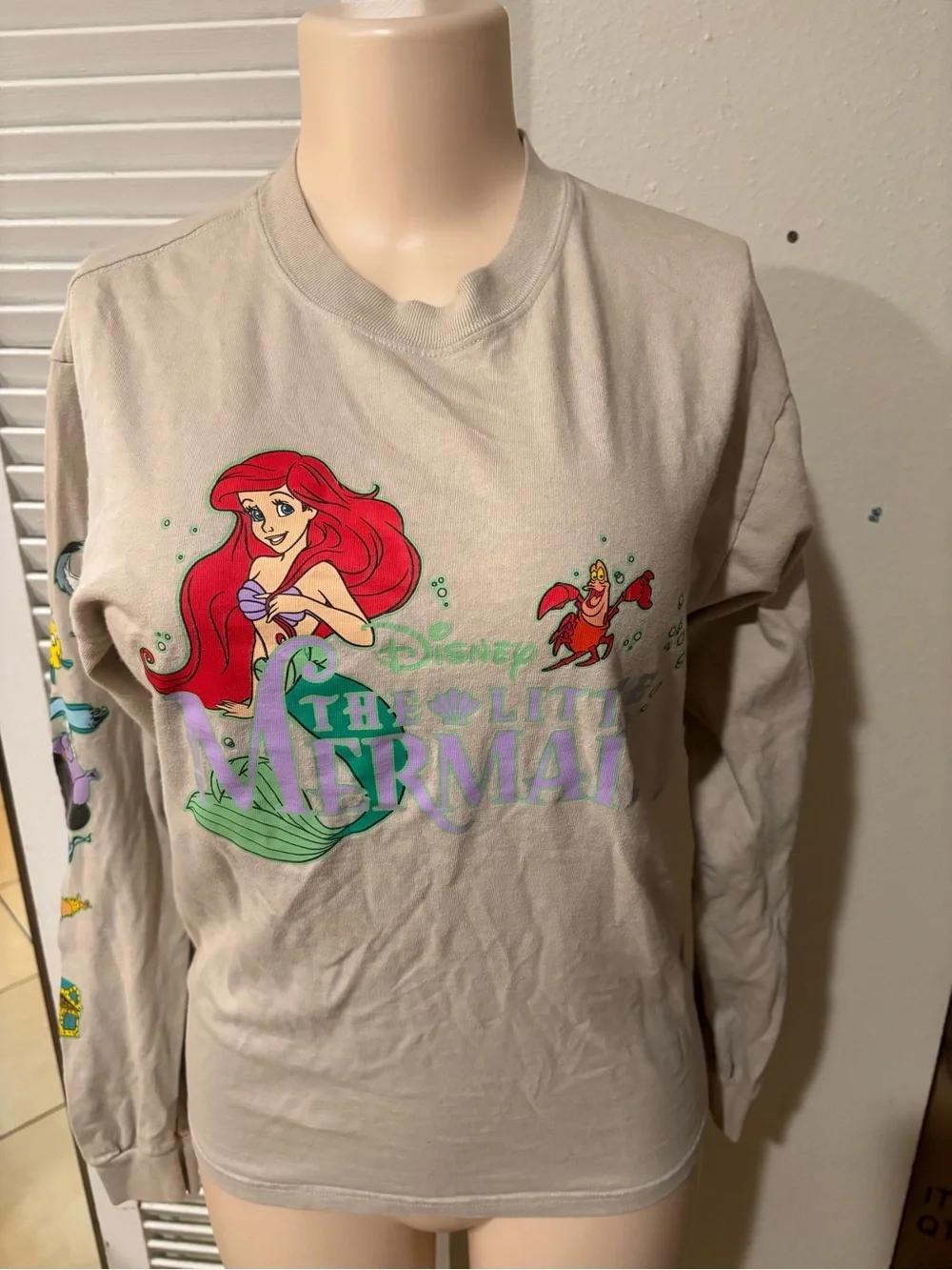 Hanes Long Sleeve The Little Mermaid Graphic Tee - Beige & Red